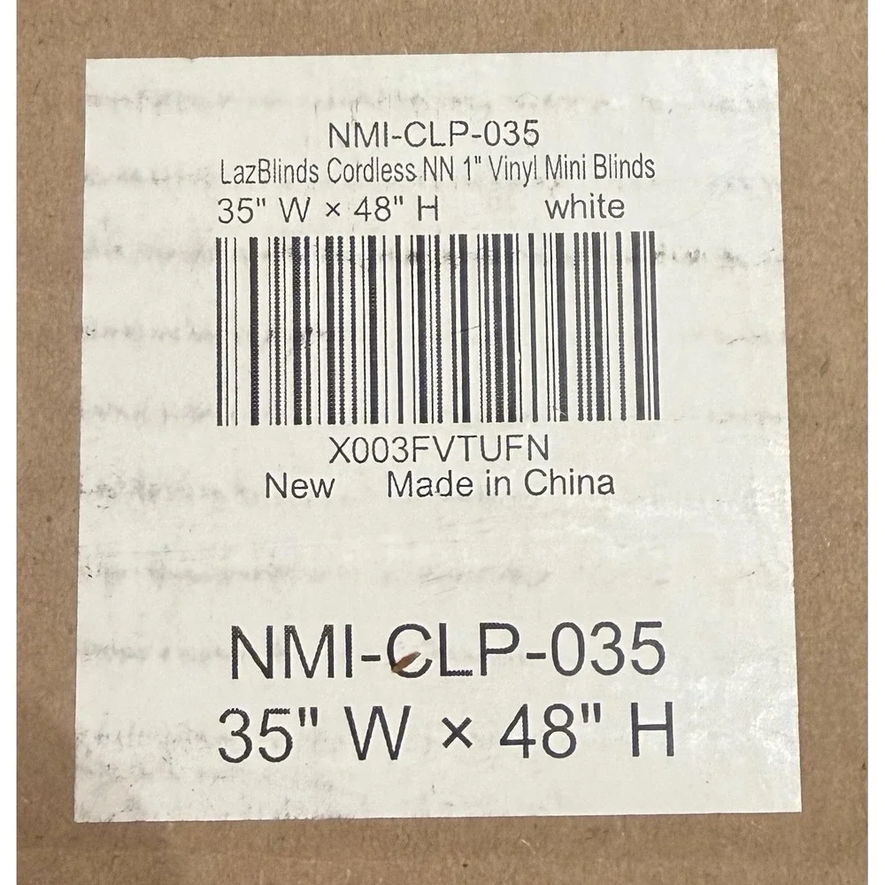 LazBlinds Cordless 1in Vinyl Mini Blinds White 35 x 48in Light Filtering